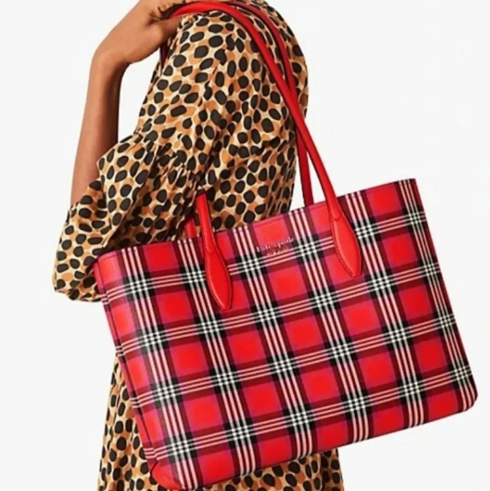 🥳🎈HOST PICK!🎈🥳  🍓 KATE SPADE All Day Foliage Plaid Tote 🍓